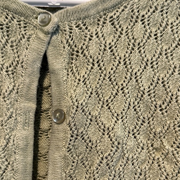 Crystal-Kobe Sage Green Textured Cardigan Lightweight XL 3/4 Sleeve Knit Sweater - Picture 4 of 9